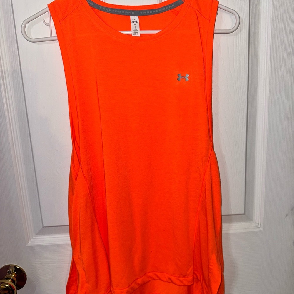 Under Armour Orange Muscle Tee Vibrant Casual Top